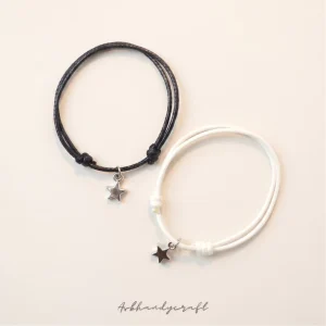ASB - [2Pcs/Sepasang] Gelang Couple Tali Korea Waterproof Star Silver Gantung Pria & Wanita