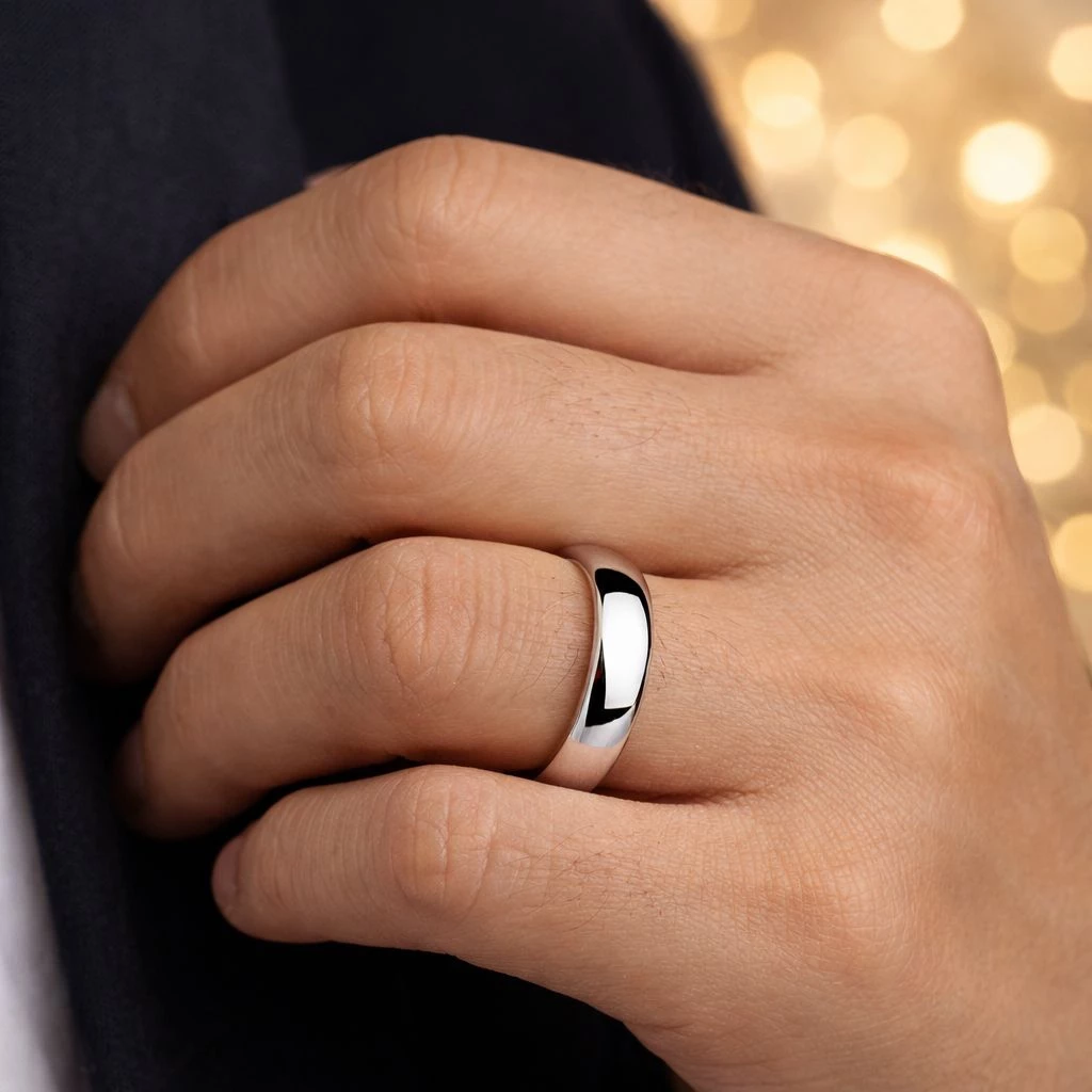 Cincin Titanium Silver Polos Anti Karat dan Alergi untuk Pria & Wanita Cincin Stainlist Polos Modern - Gambar 3