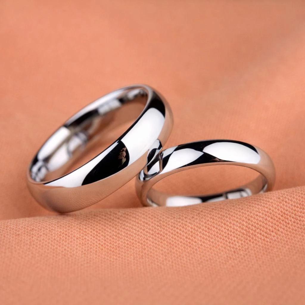 Cincin Titanium Silver Polos Anti Karat dan Alergi untuk Pria & Wanita Cincin Stainlist Polos Modern - Gambar 2