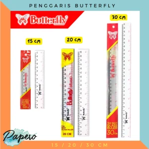 Penggaris Plastik Banyak Ukuran Mulai dari 15cm  /  20cm Sampai 30cm (Mistar) Butterfly N1085