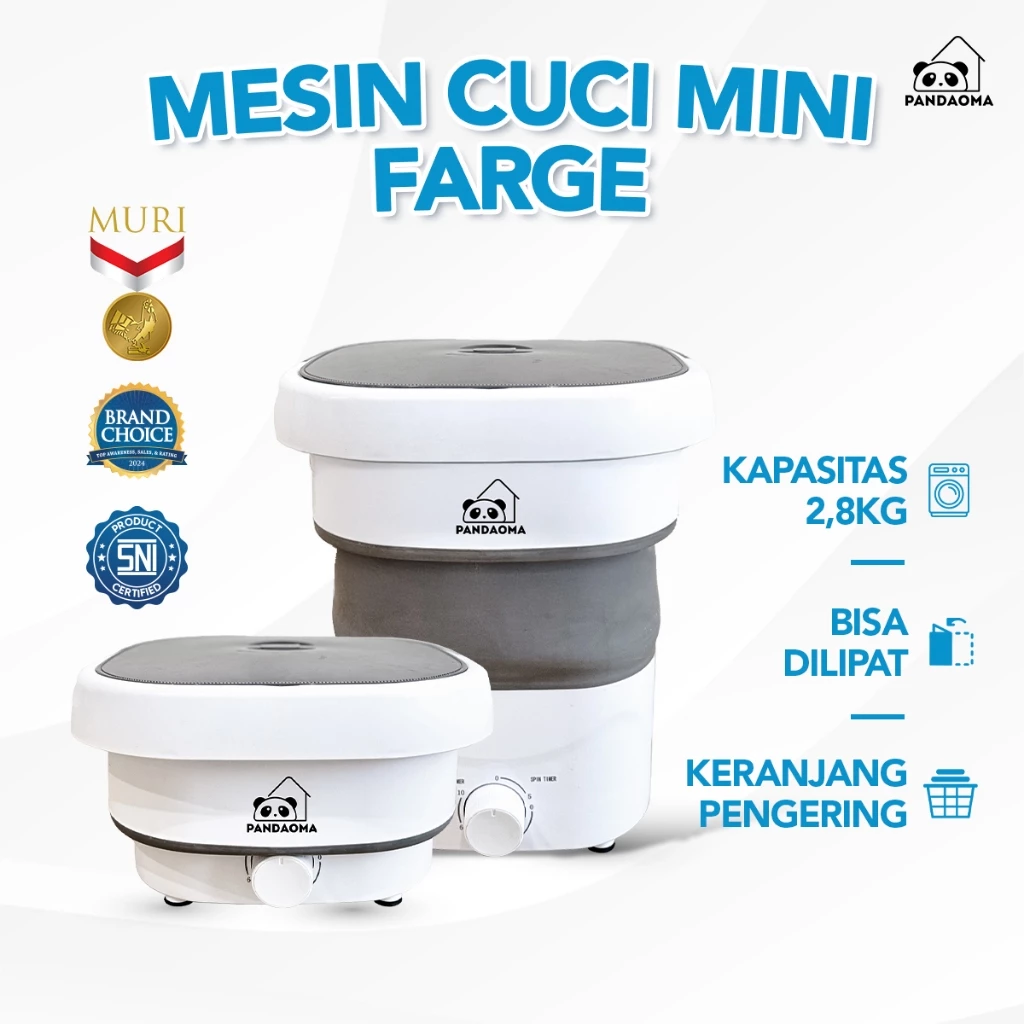 Pandaoma Mesin Cuci Mini Farge Mesin Cuci Lipat Mesin Cuci Mini Portable Kapasitas MAX 2,8kg