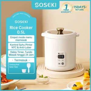 OSEKI Digital Rice Cooker Mini 0.5 Liter / Magic Com Mini 4 Menu Masak / 200W Low Watt & Anti Lengket
