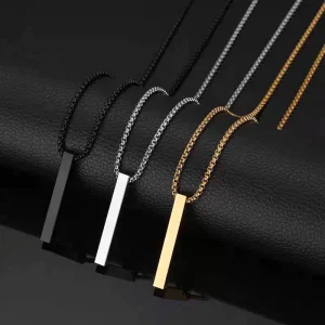 Kalung Titanium Pria & Wanita Viral Model Balok Anti Karat Asli Stylist Original Anti Karat Modern