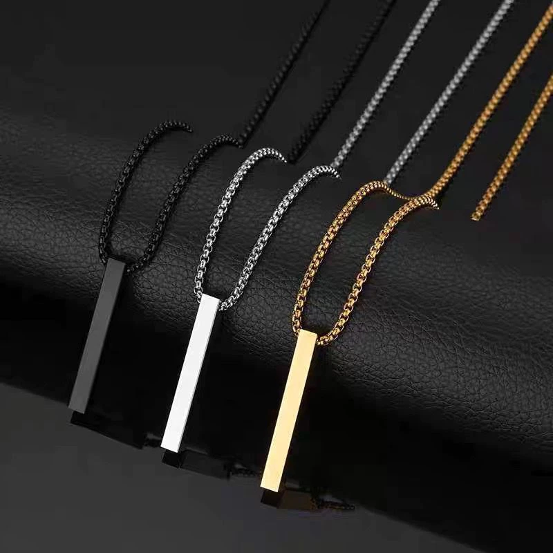 Kalung Titanium Pria & Wanita Viral Model Balok Anti Karat Asli Stylist Original Anti Karat Modern